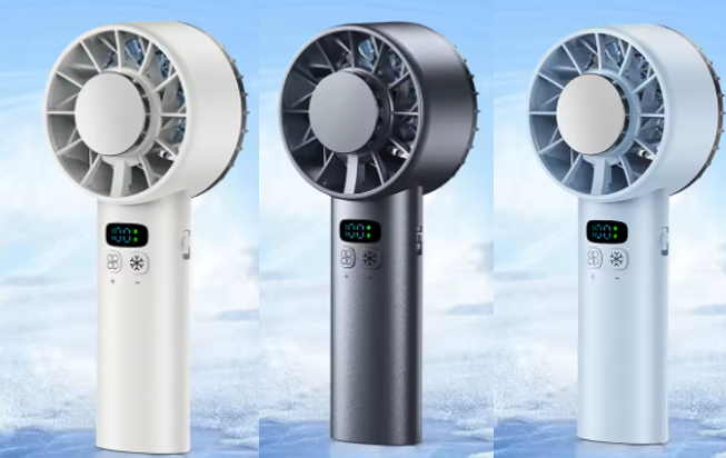 Ice Compress Portable Cooling Fan – USB Rechargeable, Digital Display, Ultra-Quiet