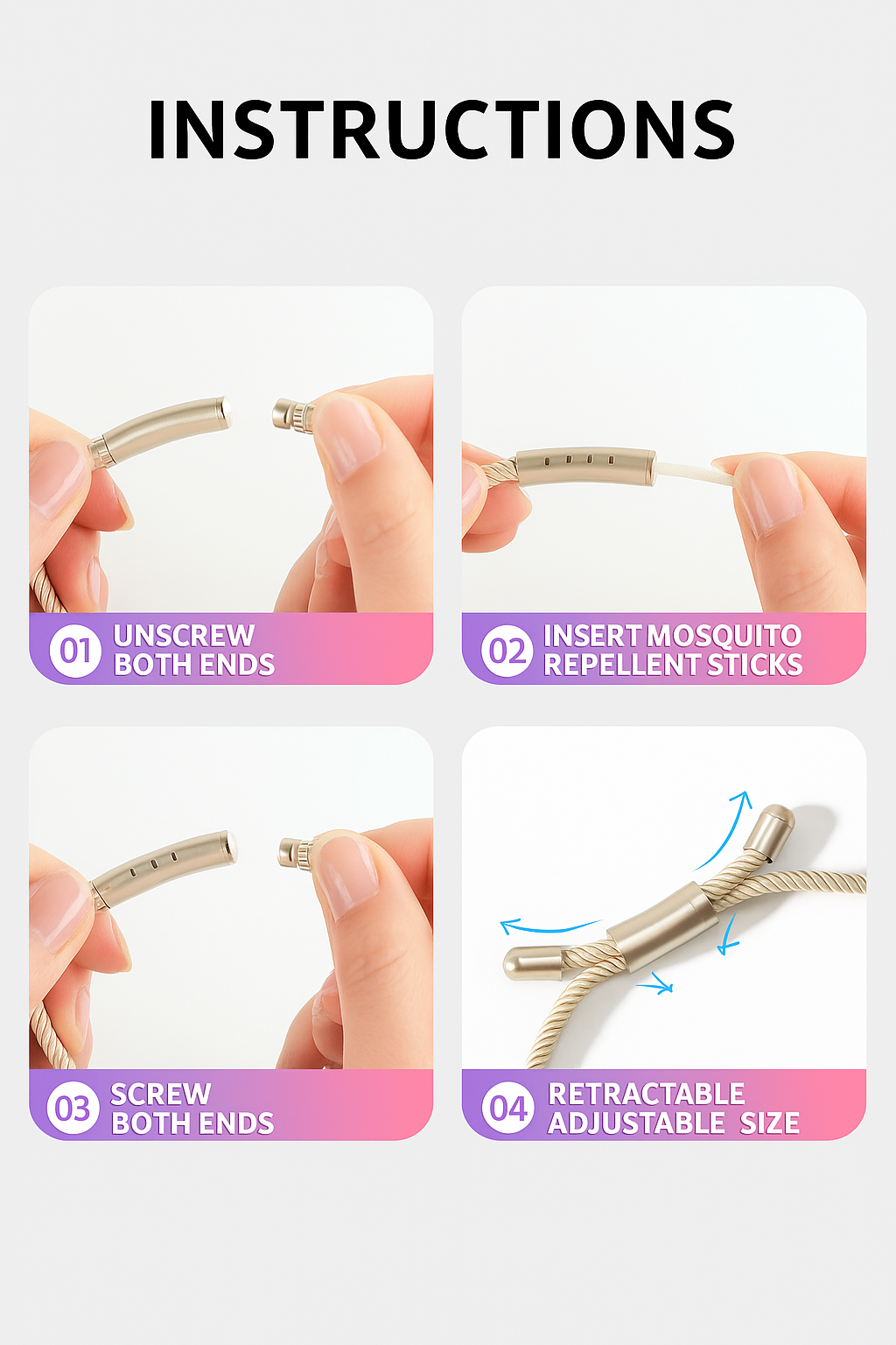 Natural & adjustable Mosquito Repellent Bracelet – DEET-Free, Waterproof & Safe for All Ages