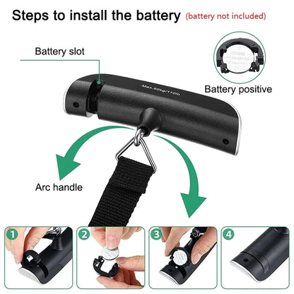 Portable Digital Luggage Scale – LCD Display, 50kg/110lb, Travel-Ready