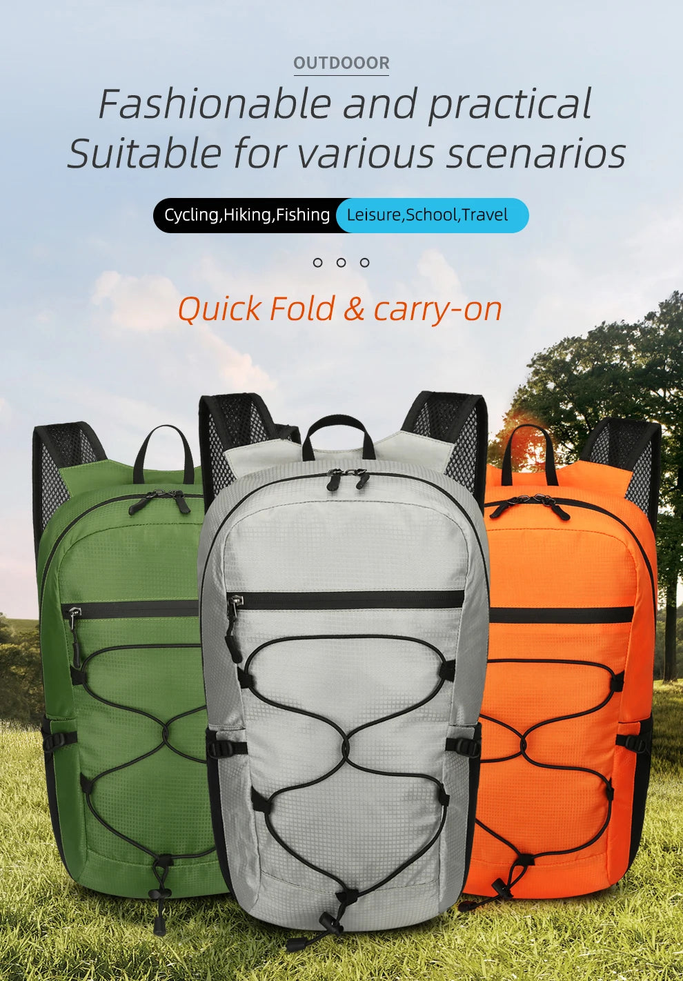 Ultralight Foldable Travel Backpack – Compact, Water-Resistant & Durable