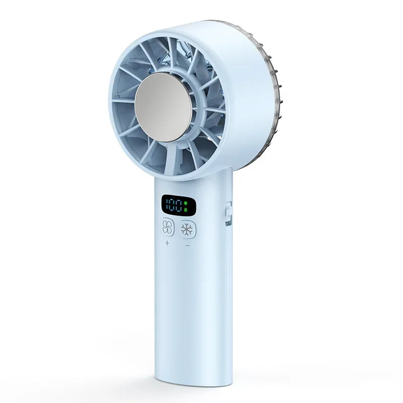Ice Compress Portable Cooling Fan – USB Rechargeable, Digital Display, Ultra-Quiet