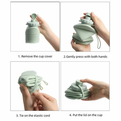 Foldable Silicone Water Bottle – 600ml | Compact, Reusable, BPA-Free