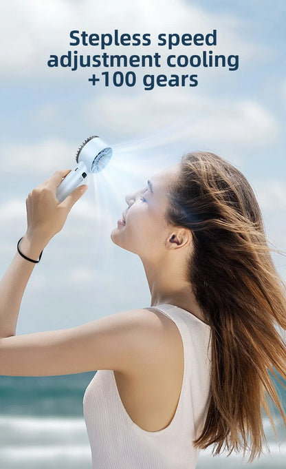Ice Compress Portable Cooling Fan – USB Rechargeable, Digital Display, Ultra-Quiet