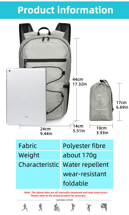 Ultralight Foldable Travel Backpack – Compact, Water-Resistant & Durable