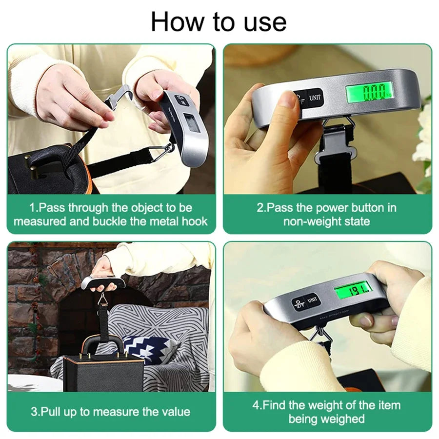 Portable Digital Luggage Scale – LCD Display, 50kg/110lb, Travel-Ready