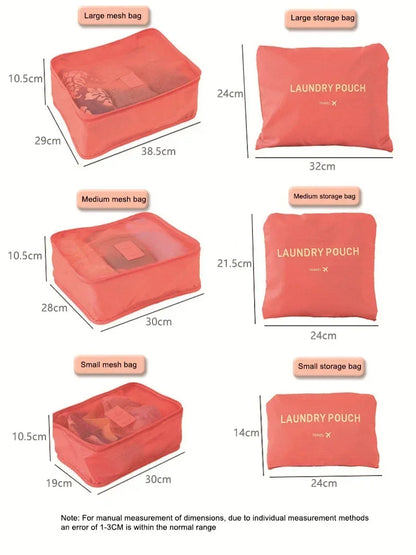 6-Piece Travel Storage Bag Set – Lightweight, Waterproof & Space-Saving