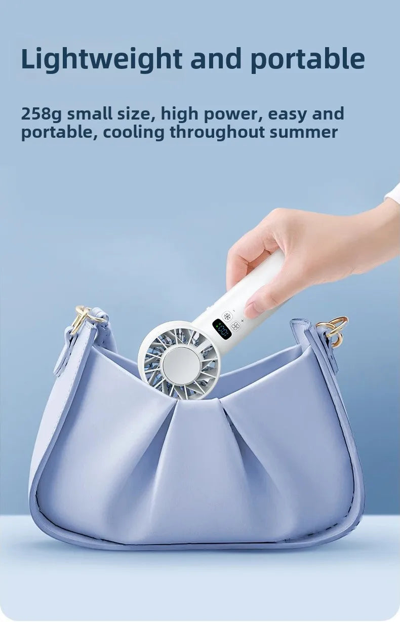Ice Compress Portable Cooling Fan – USB Rechargeable, Digital Display, Ultra-Quiet